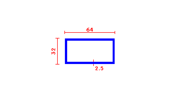 מלבן חלול 2.5*64*32