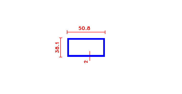 מלבן חלול  2*38.1*50.8