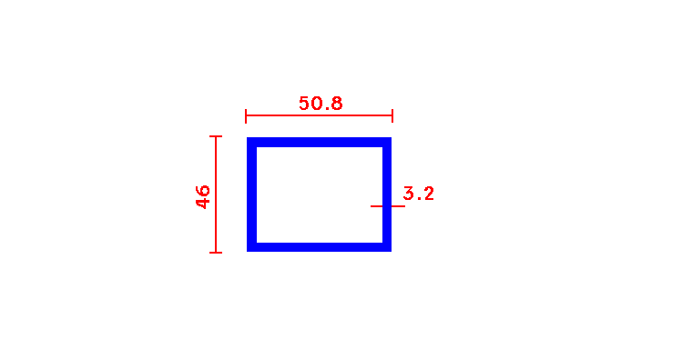 מלבן חלול 3.2*46*50.8