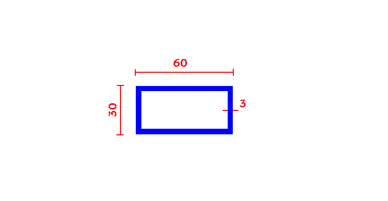 מלבן חלול 3*30*60