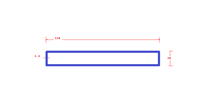 מלבן חלול 130*20*1.6