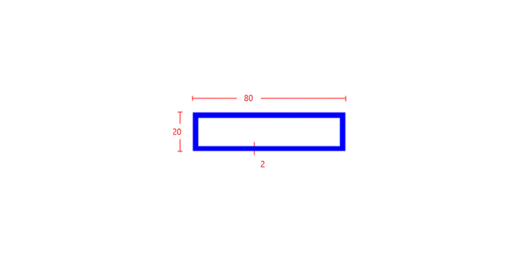 מלבן חלול 80x20x2x2.5
