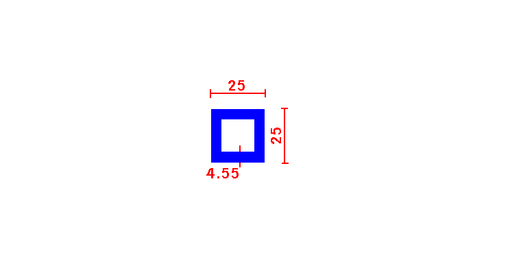 ריבוע חלול 4.55*25