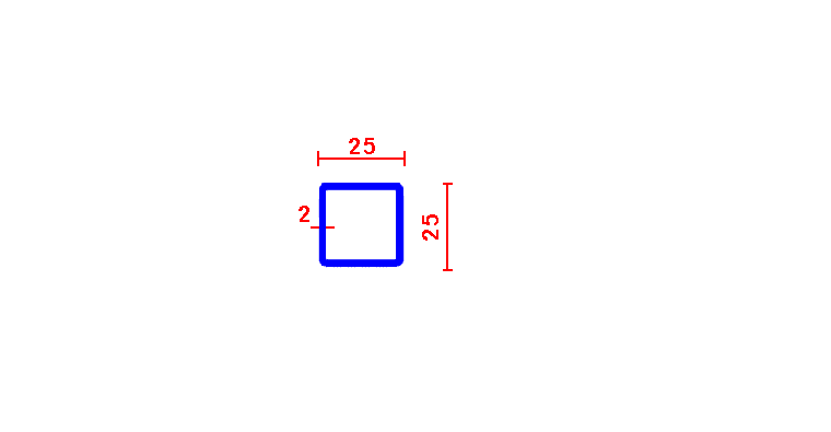 ריבוע חלול 25*2 /R2