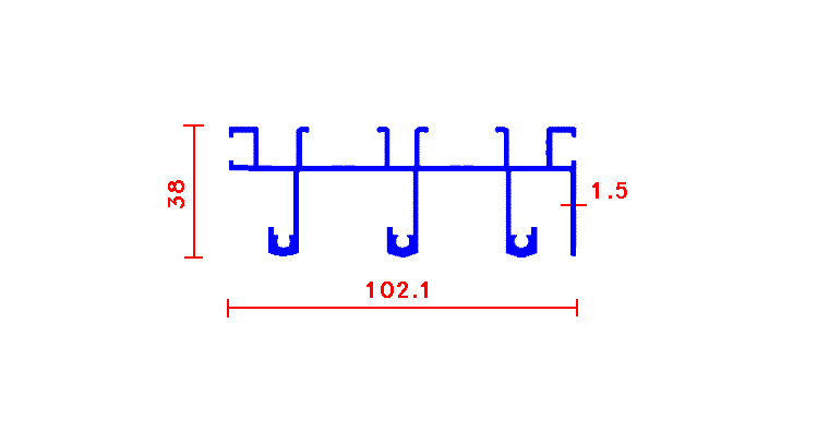 מסילה תחתונה 3 נתיבים לדלת 38