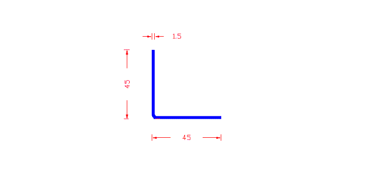 זוית פינה מעוגלת 45/45 * 1.5