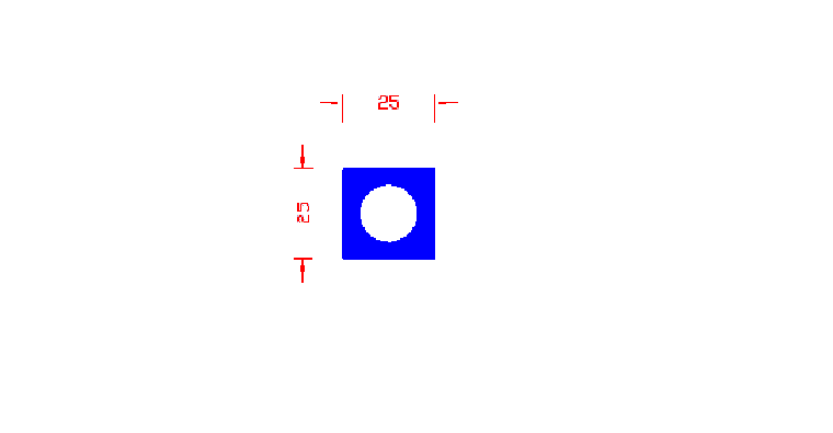 ריבוע חלול -פנים גליל 25*25*4.55