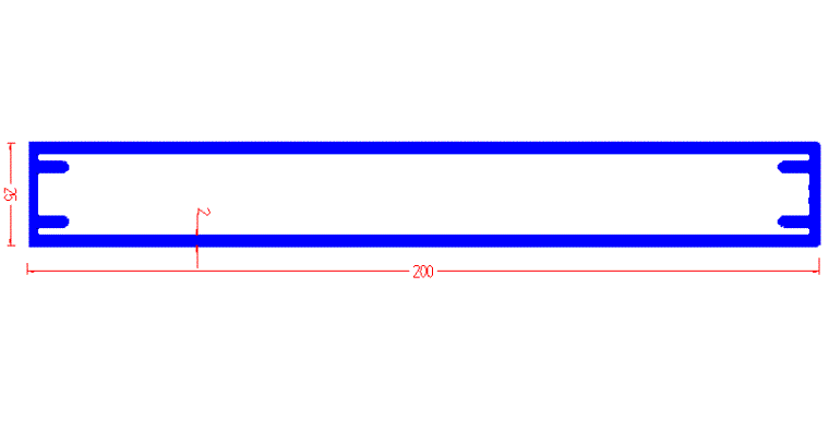 200x25x2.3 מלבן