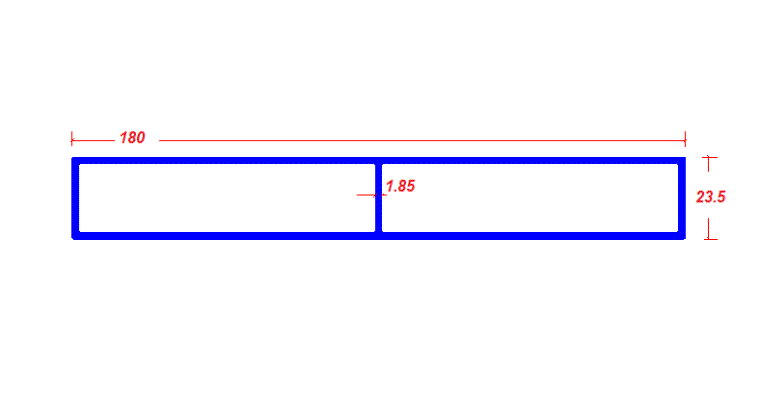 מלבן עם מחיצה 180*23.5*1.85