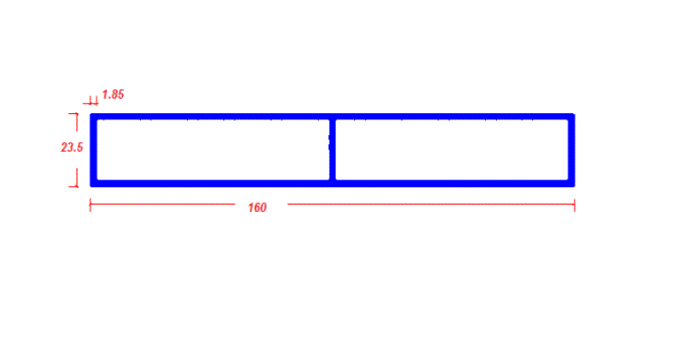 מלבן עם מחיצה 160*23.5*1.85