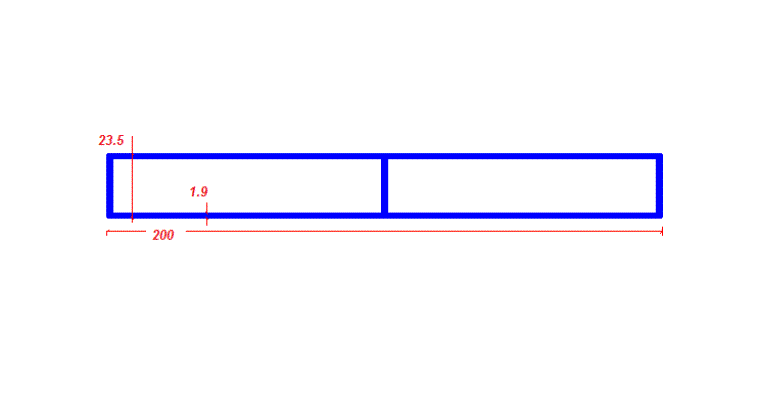 Partitioned rectangle 200*23.5*2