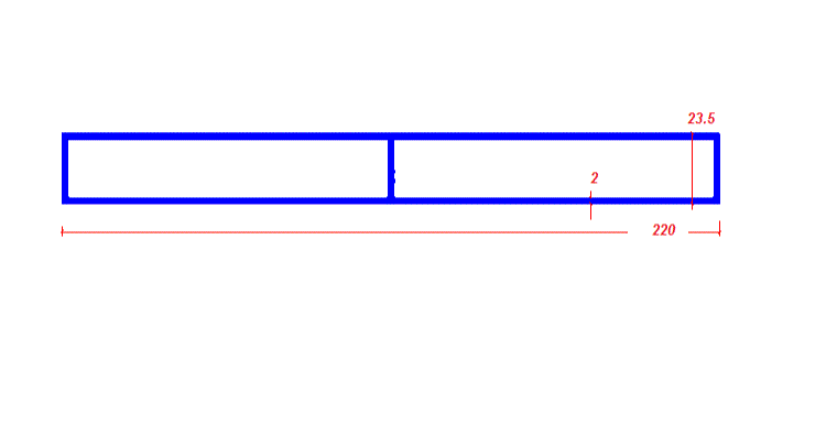 מלבן עם מחיצה 220*23.5*2