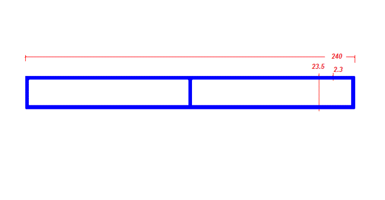 מלבן עם מחיצה 240*23.5*2.3