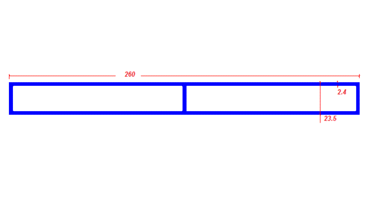 מלבן עם מחיצה 260*23.5*2.4