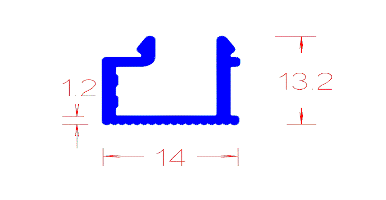 פרופיל זכוכית 13*14